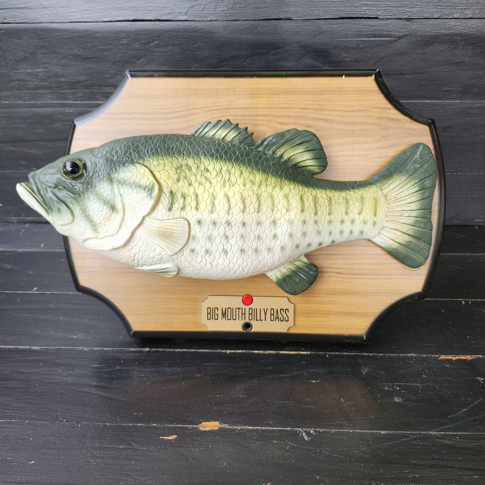 1999 Gemmy Big Mouth Billy Bass Singing Fish Musical Plaque Green Tested Works